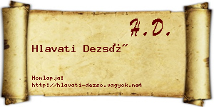 Hlavati Dezső névjegykártya